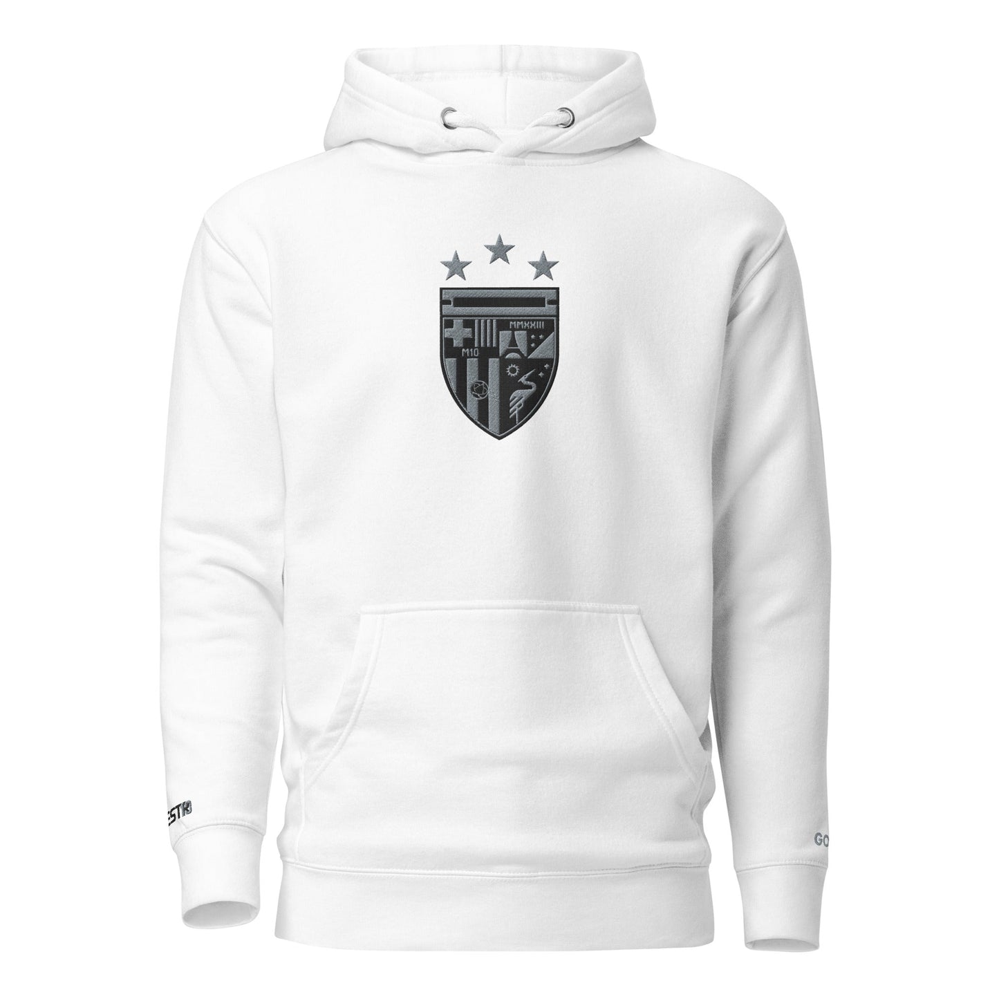 MAESTR10 Crest Premium Hoodie | Stealth | White