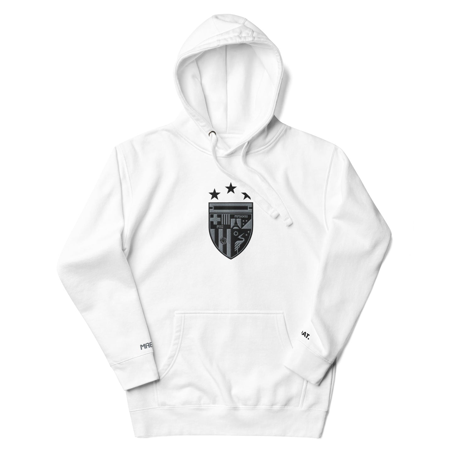 MAESTR10 Crest Premium Hoodie | Stealth | White